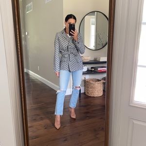 Polka Dot Belted Blazer